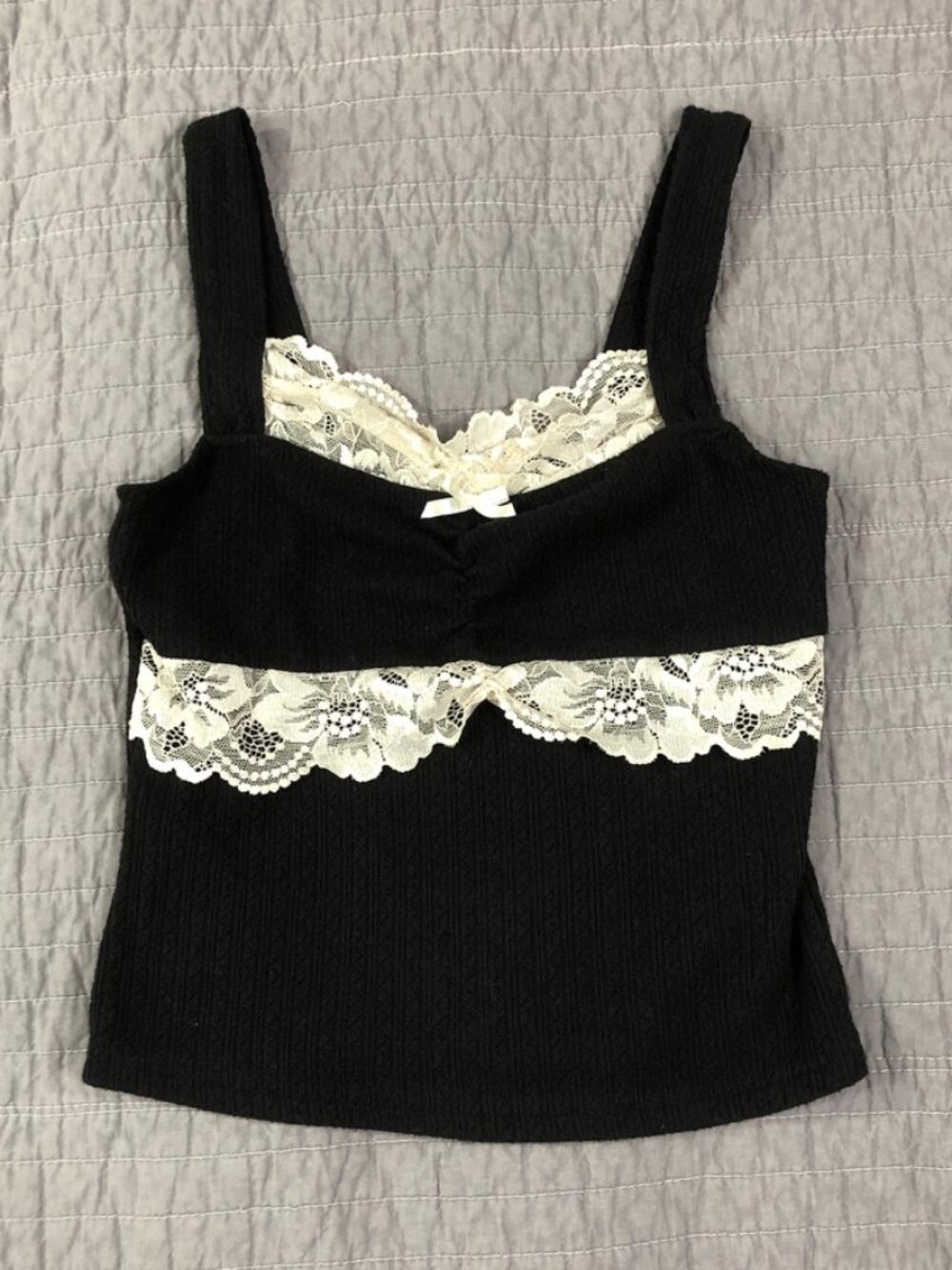 Shein Tank Top Women Small Black Lace Trim Coquette Fairy Grunge Style